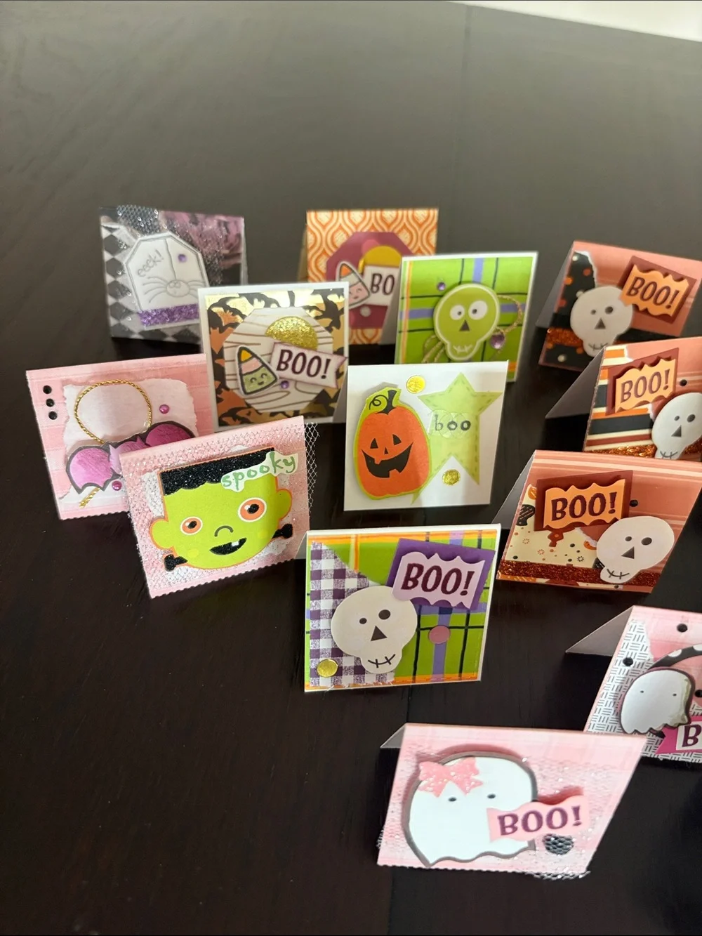 New Handmade Halloween Mini Foldable Surprise Cards - Set of 30, Colorful 2 x 2